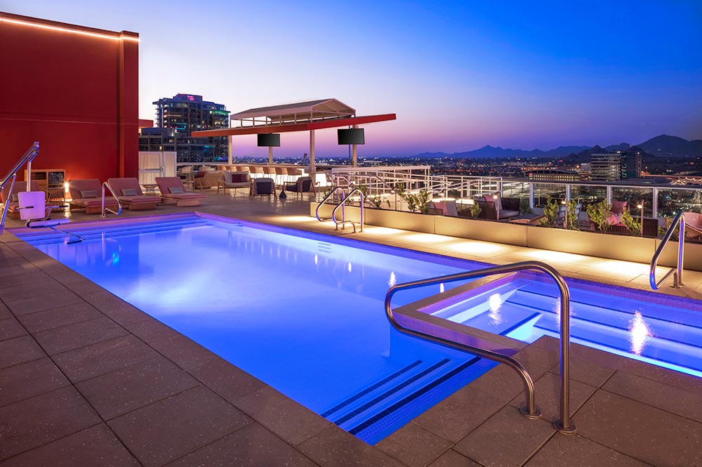 Skysill Rooftop Lounge Pool Dusk