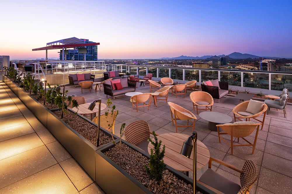 Skysill Rooftop Lounge Seating Dusk